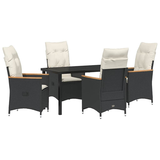 Have Spisebordssæt 5 stk. Sort polyrattan