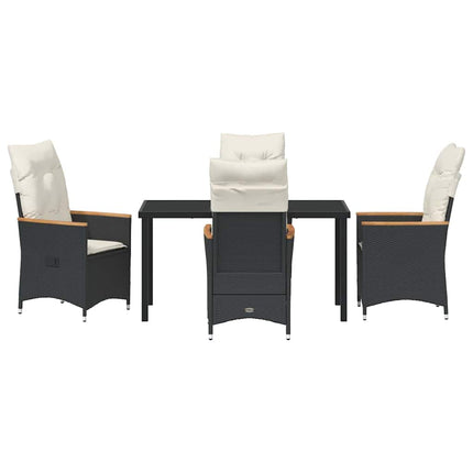 Have Spisebordssæt med pude 5 pcs Sort polyrattan