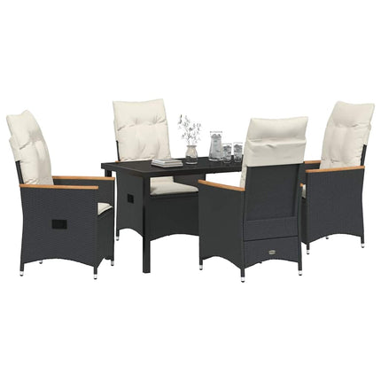 Have Spisebordssæt med pude 5 pcs Sort polyrattan