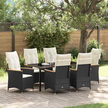 Have Spisebordssæt med pude 7 pcs Sort polyrattan
