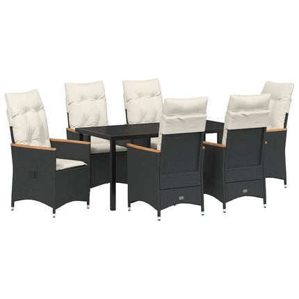 Have Spisebordssæt med pude 7 pcs Sort polyrattan