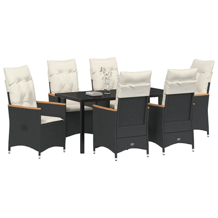 Have Spisebordssæt med pude 7 pcs Sort polyrattan