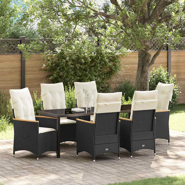 Have Spisebordssæt 7 stk. Sort polyrattan
