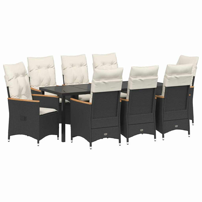 Have Spisebordssæt 9 stk. Sort polyrattan