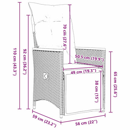 Have Spisebordssæt med pude 3 pcs Sort polyrattan