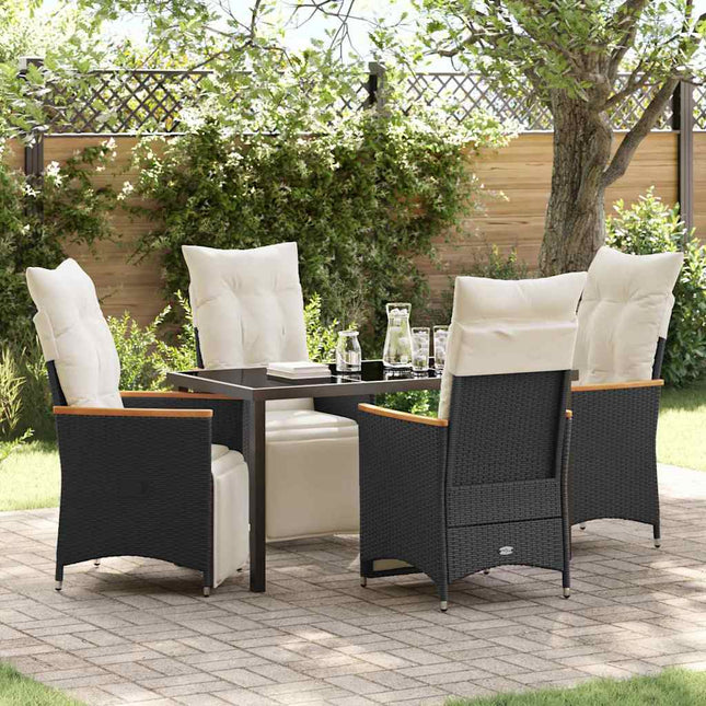 Have Spisebordssæt 5 stk. Sort polyrattan