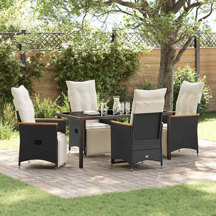 Have Spisebordssæt med pude 5 pcs Sort polyrattan