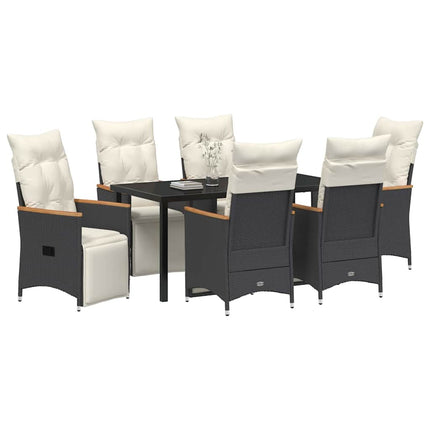Have Spisebordssæt med pude 7 pcs Sort polyrattan