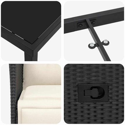 Have Spisebordssæt med pude 7 pcs Sort polyrattan