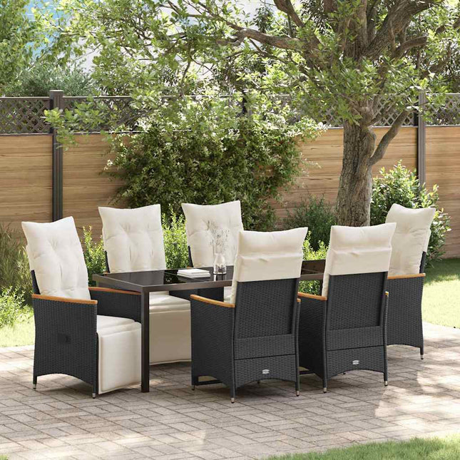 Have Spisebordssæt 7 stk. Sort polyrattan