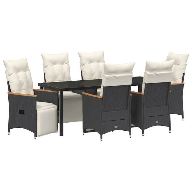Have Spisebordssæt 7 stk. Sort polyrattan