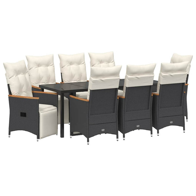 Have Spisebordssæt 9 stk. Sort polyrattan