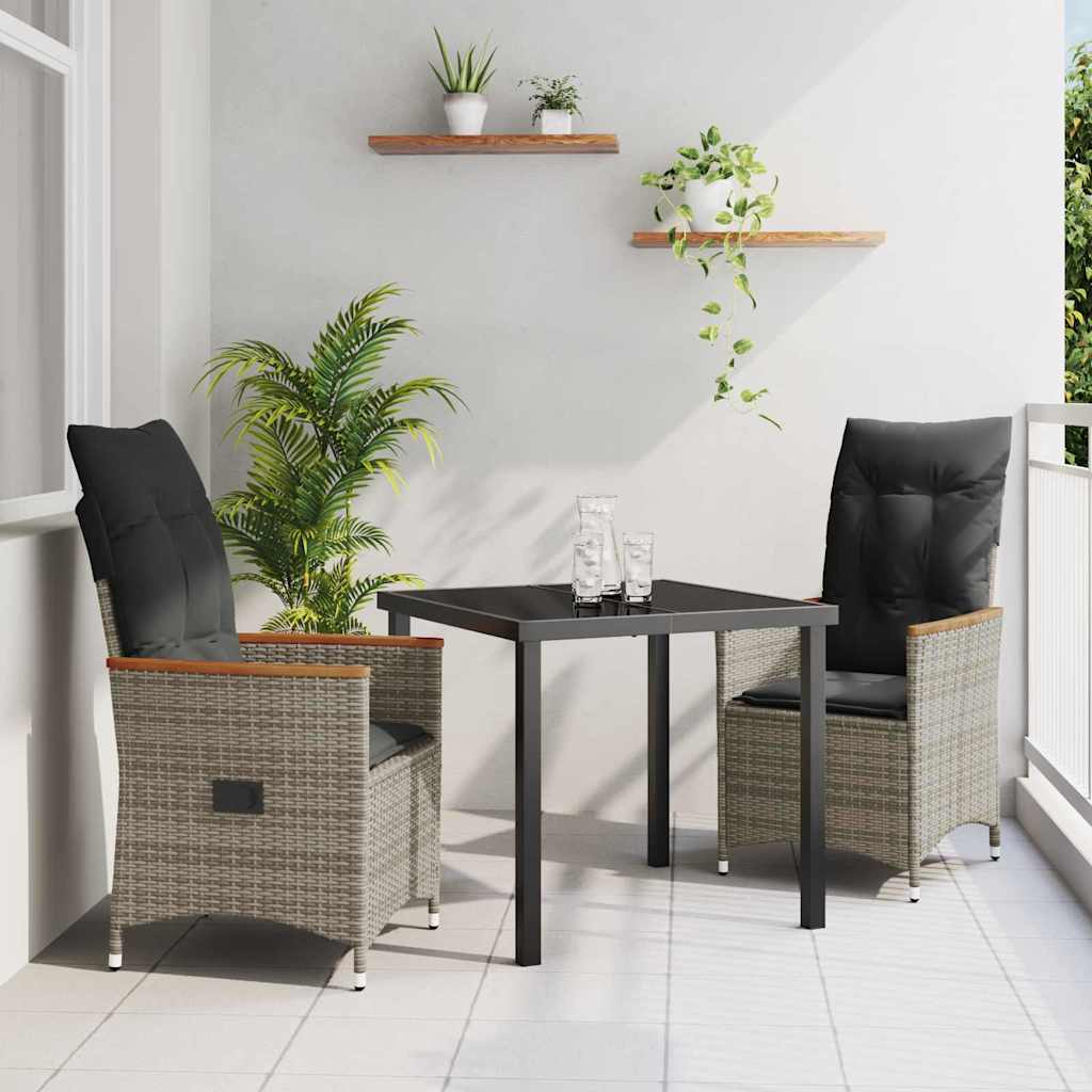 Have Spisebordssæt med pude 3 pcs Grå polyrattan