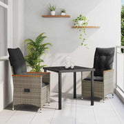 Have Spisebordssæt med pude 3 pcs Grå polyrattan