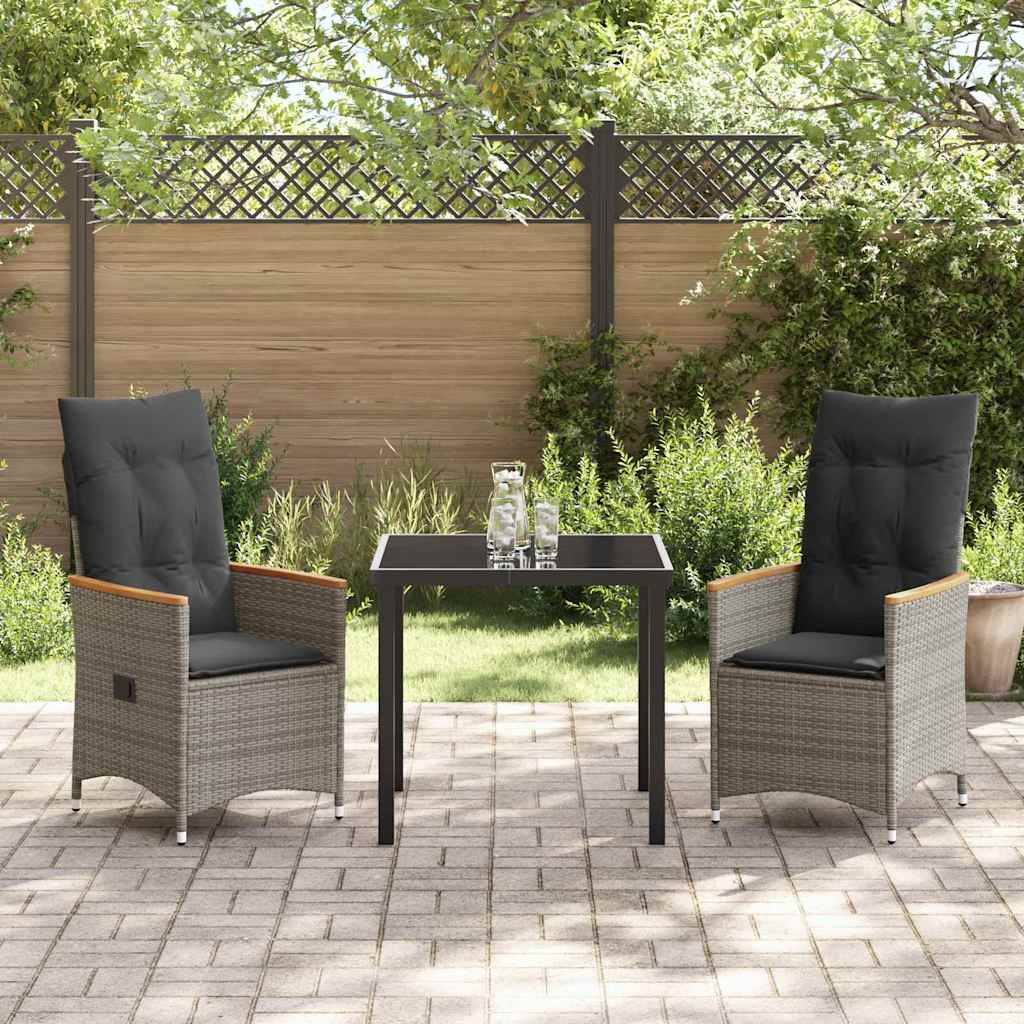 Have Spisebordssæt med pude 3 pcs Grå polyrattan