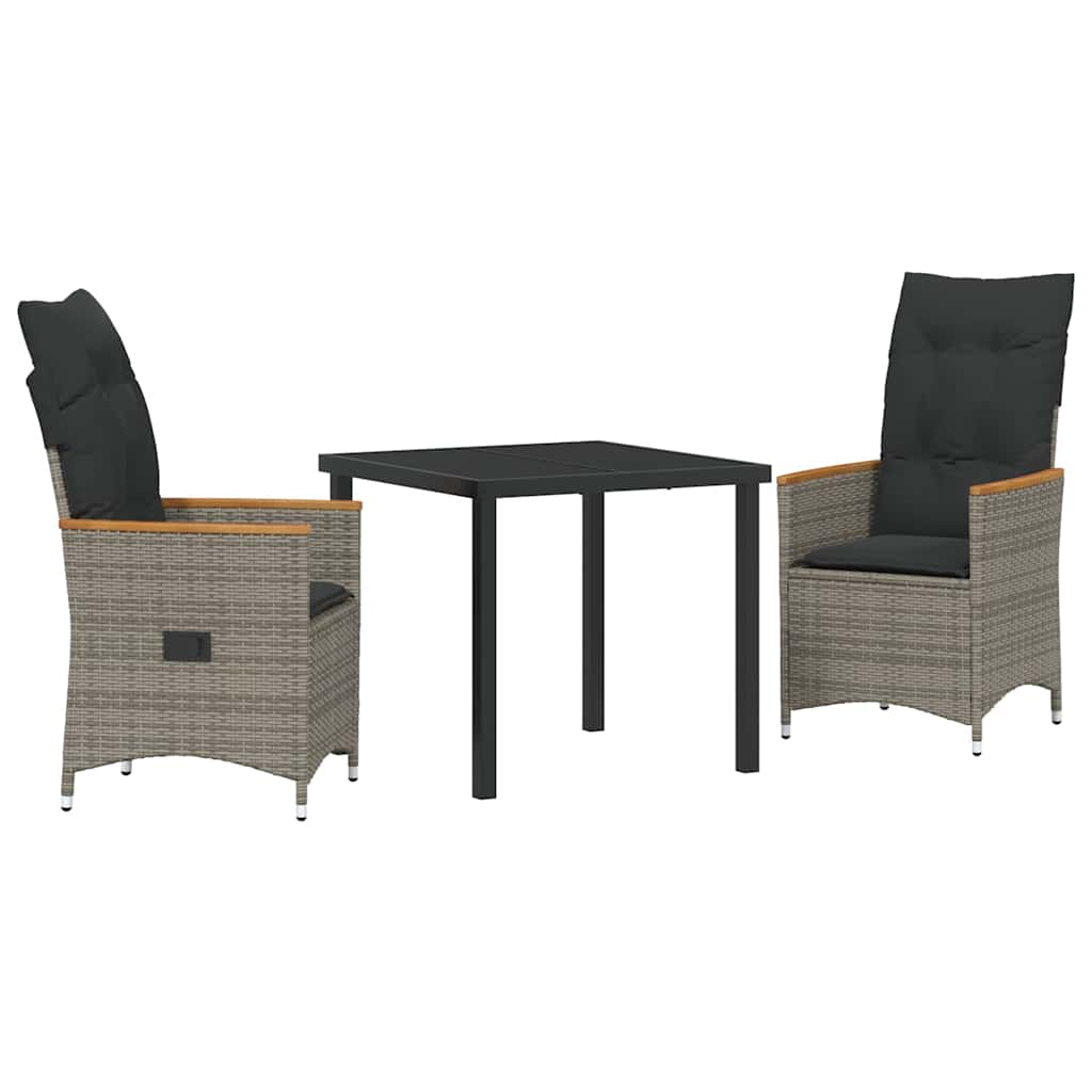 Have Spisebordssæt med pude 3 pcs Grå polyrattan