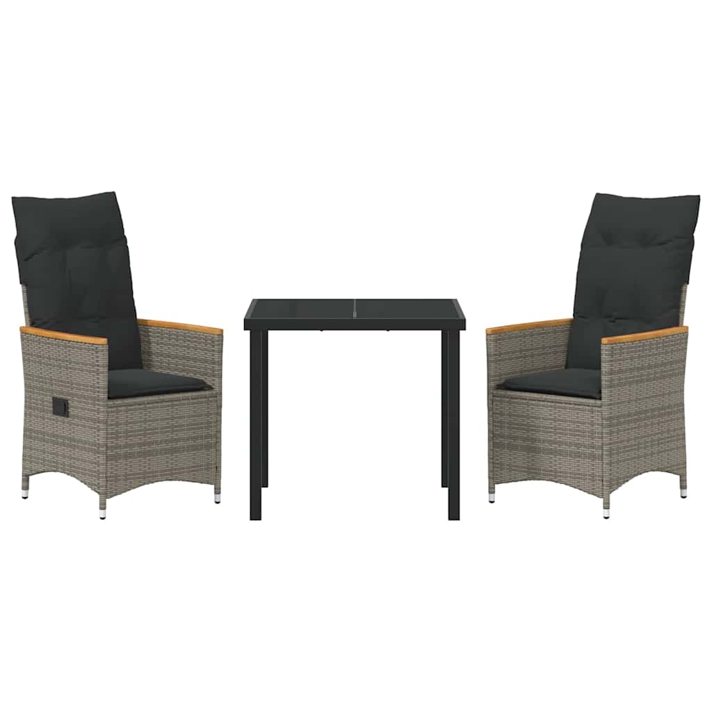 Have Spisebordssæt med pude 3 pcs Grå polyrattan