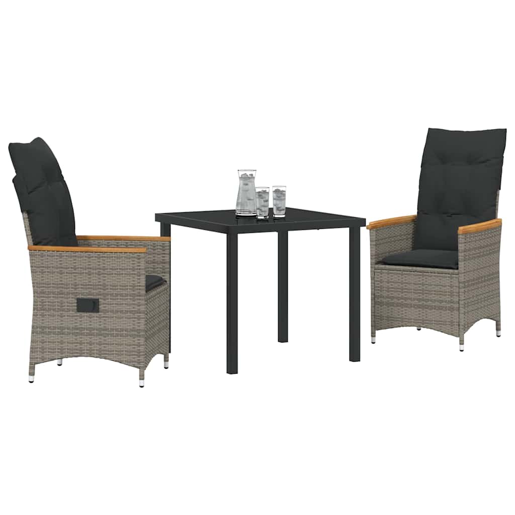 Have Spisebordssæt med pude 3 pcs Grå polyrattan