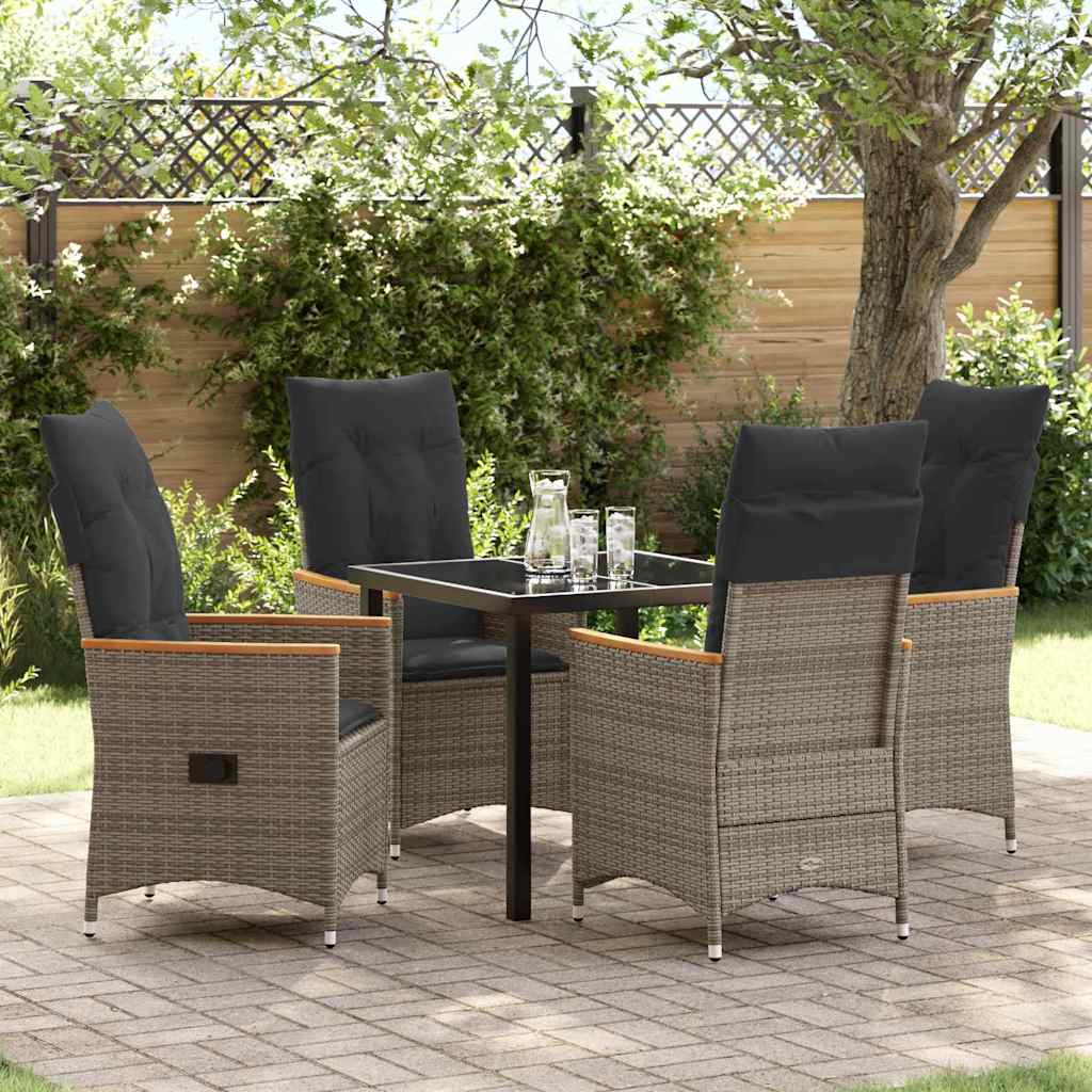 Have Spisebordssæt med pude 5 pcs Grå polyrattan