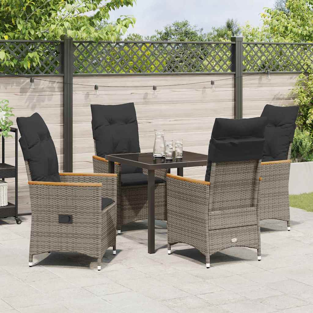 Have Spisebordssæt med pude 5 pcs Grå polyrattan