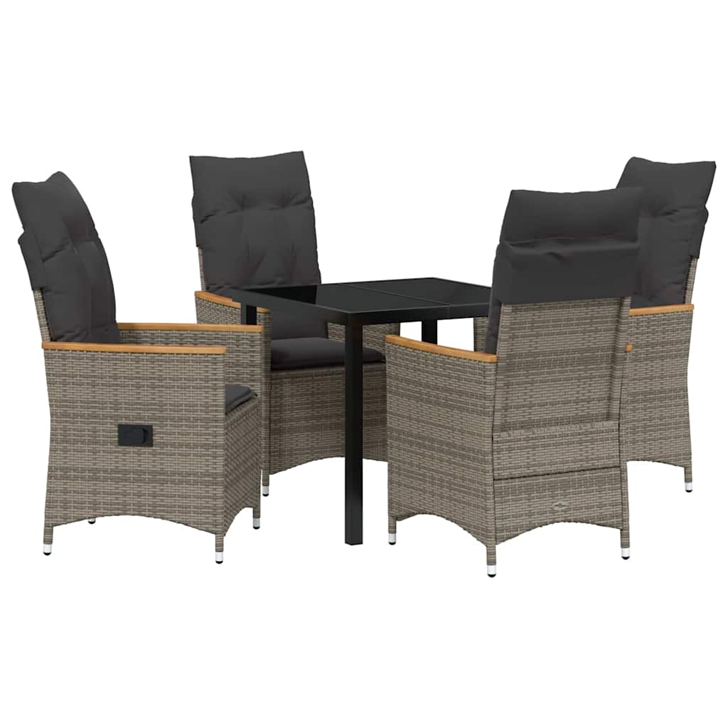 Have Spisebordssæt med pude 5 pcs Grå polyrattan