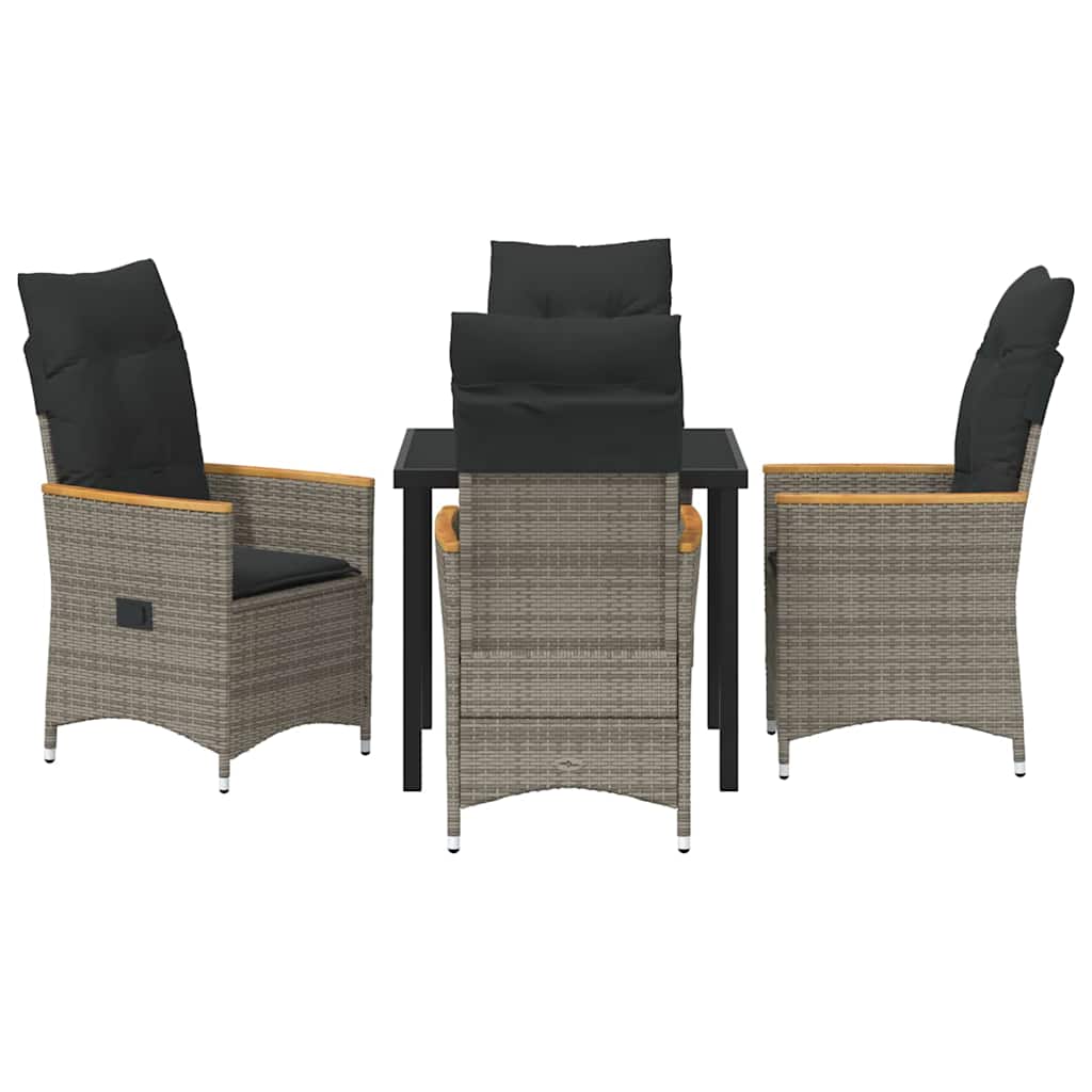 Have Spisebordssæt med pude 5 pcs Grå polyrattan