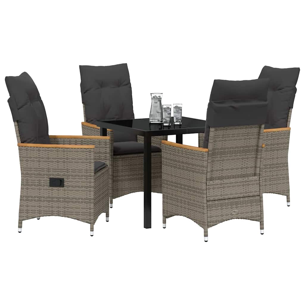 Have Spisebordssæt med pude 5 pcs Grå polyrattan