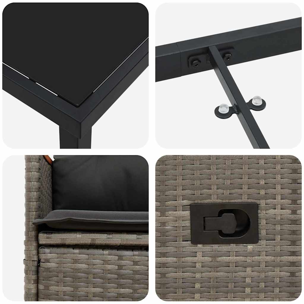 Have Spisebordssæt med pude 7 pcs Grå polyrattan