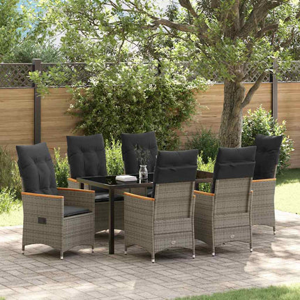 Have Spisebordssæt med pude 7 pcs Grå polyrattan
