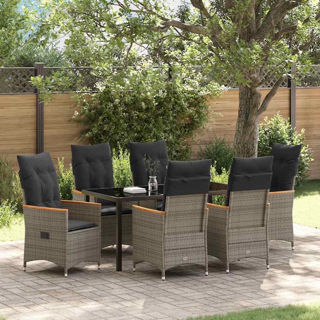 Have Spisebordssæt med pude 7 pcs Grå polyrattan