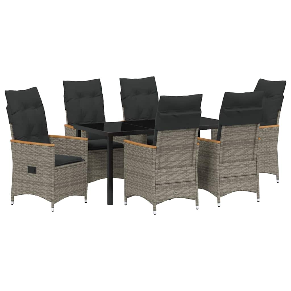 Have Spisebordssæt med pude 7 pcs Grå polyrattan