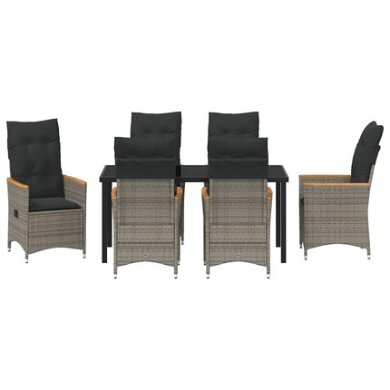 Have Spisebordssæt med pude 7 pcs Grå polyrattan