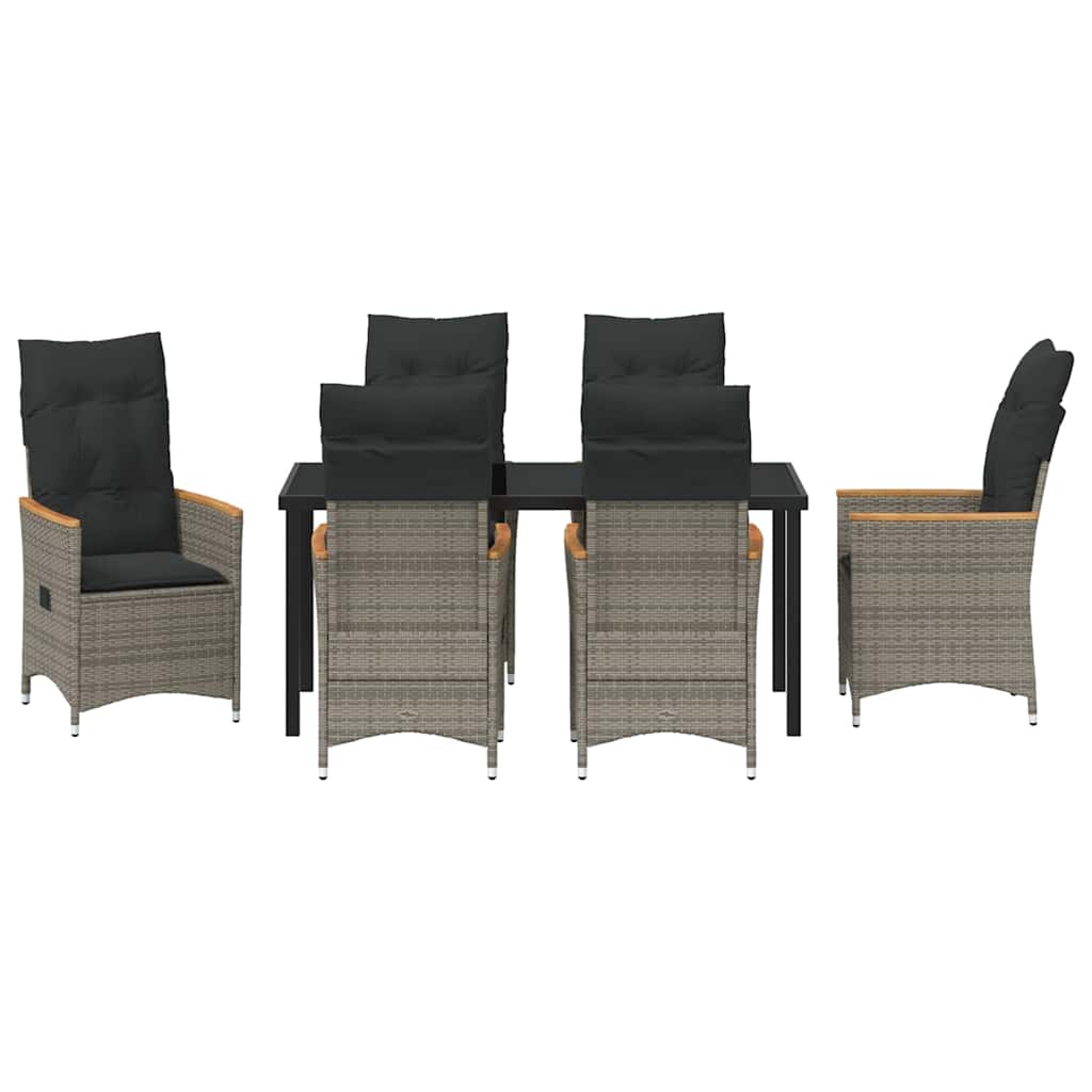 Have Spisebordssæt med pude 7 pcs Grå polyrattan