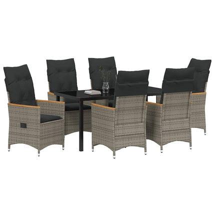 Have Spisebordssæt med pude 7 pcs Grå polyrattan