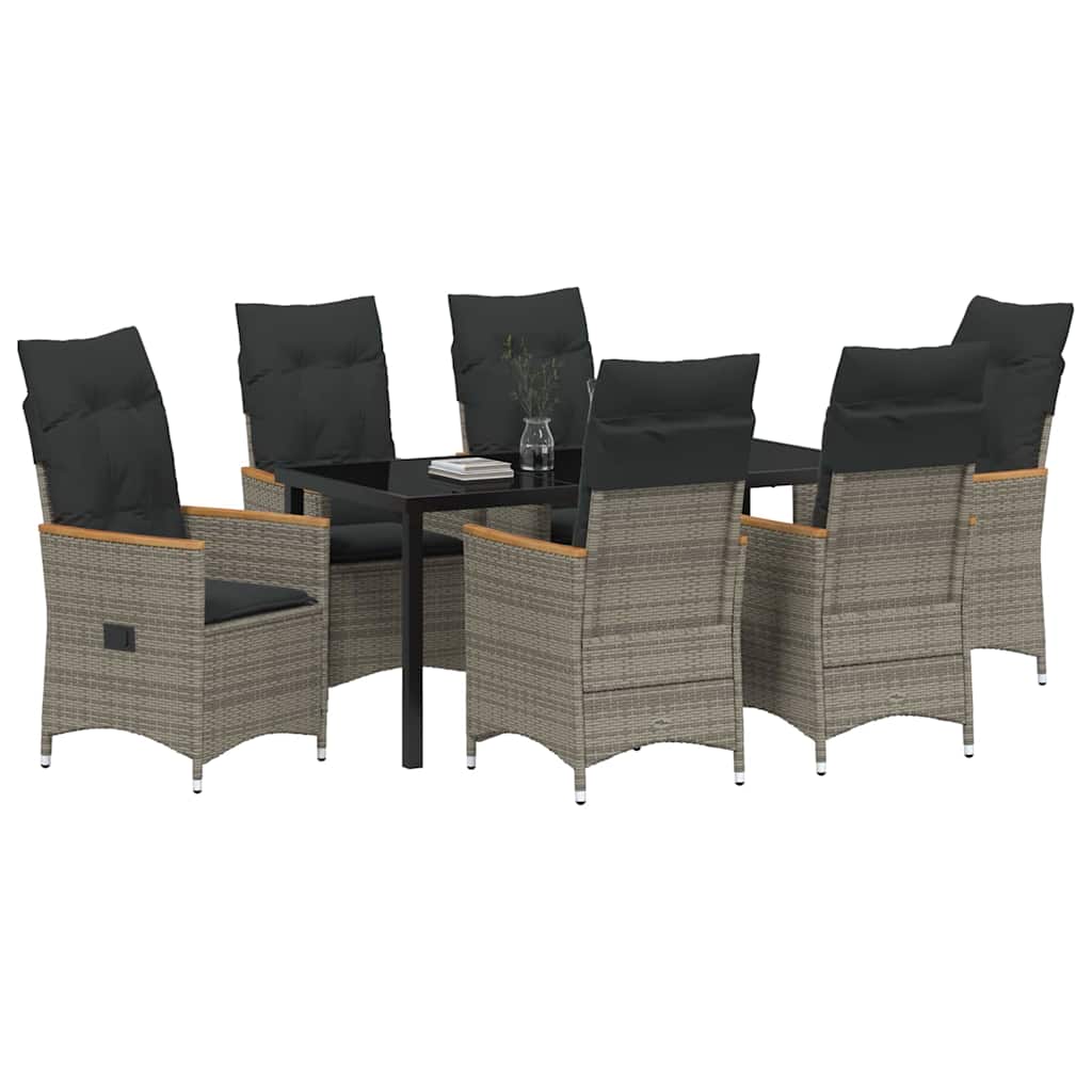 Have Spisebordssæt med pude 7 pcs Grå polyrattan