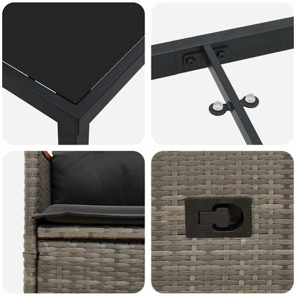 Have Spisebordssæt med pude 7 pcs Grå polyrattan