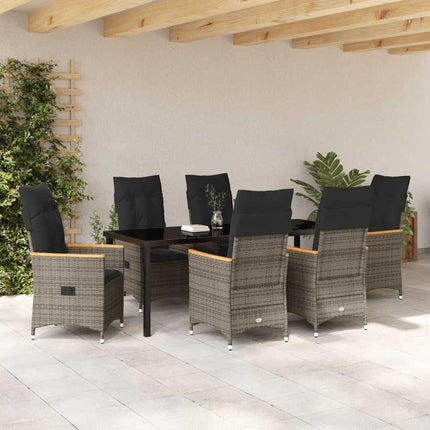 Have Spisebordssæt med pude 7 pcs Grå polyrattan