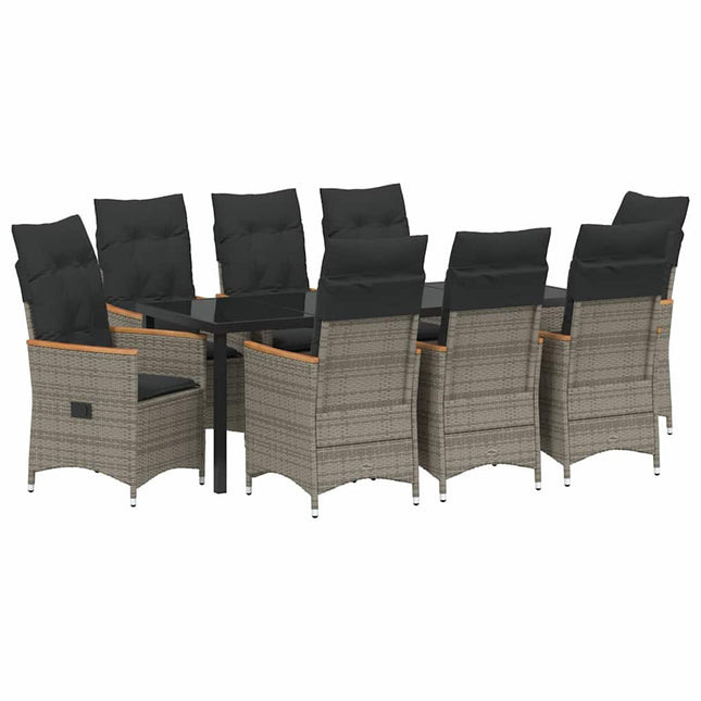 Have Spisebordssæt 9 stk. Grå polyrattan