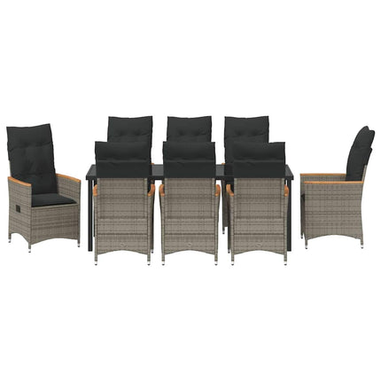 Have Spisebordssæt med pude 9 pcs Grå polyrattan