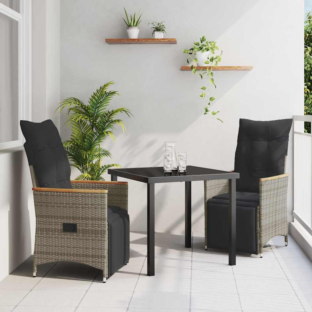 Have Spisebordssæt med pude 3 pcs Grå polyrattan