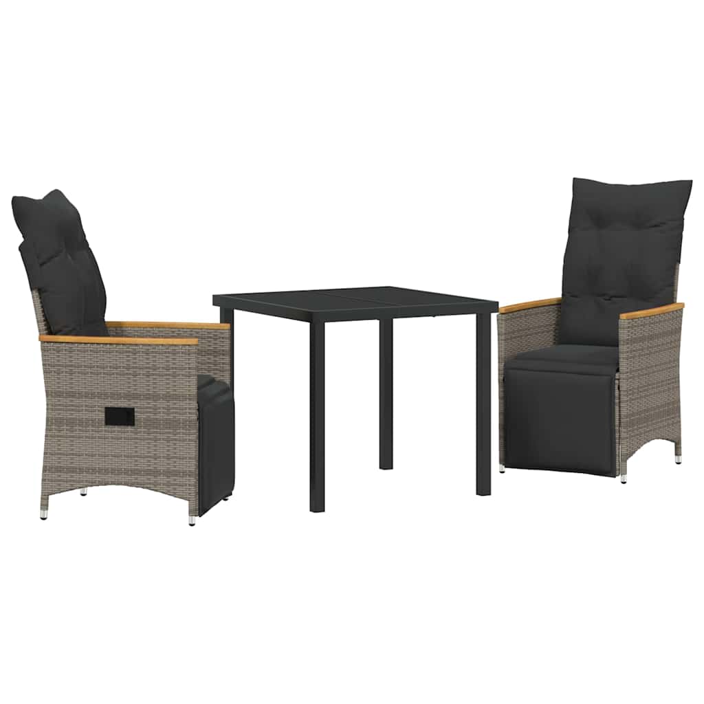 Have Spisebordssæt med pude 3 pcs Grå polyrattan