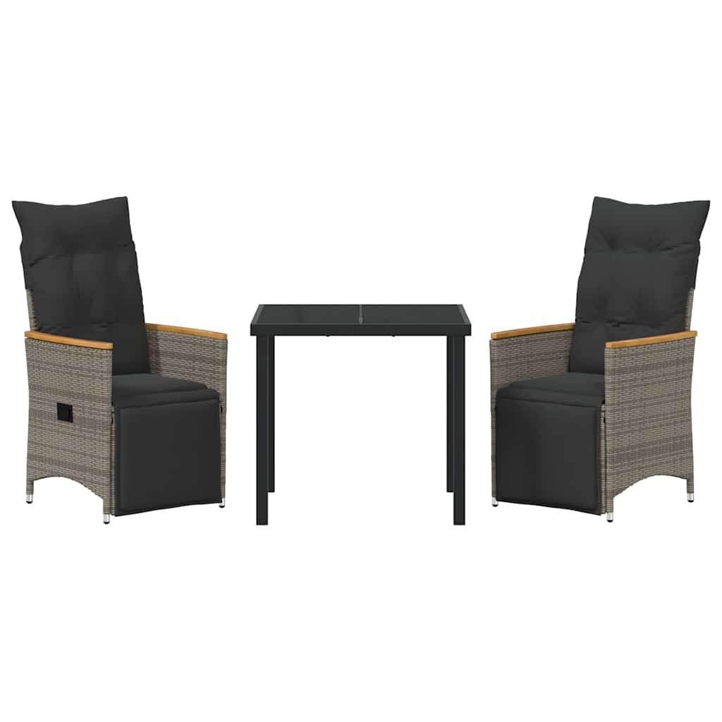 Have Spisebordssæt med pude 3 pcs Grå polyrattan