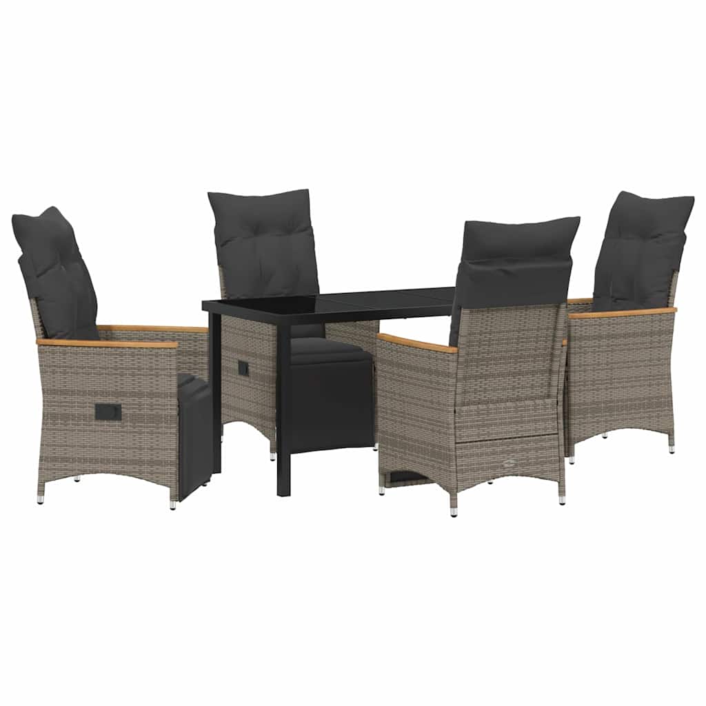 Have Spisebordssæt med pude 5 pcs Grå polyrattan