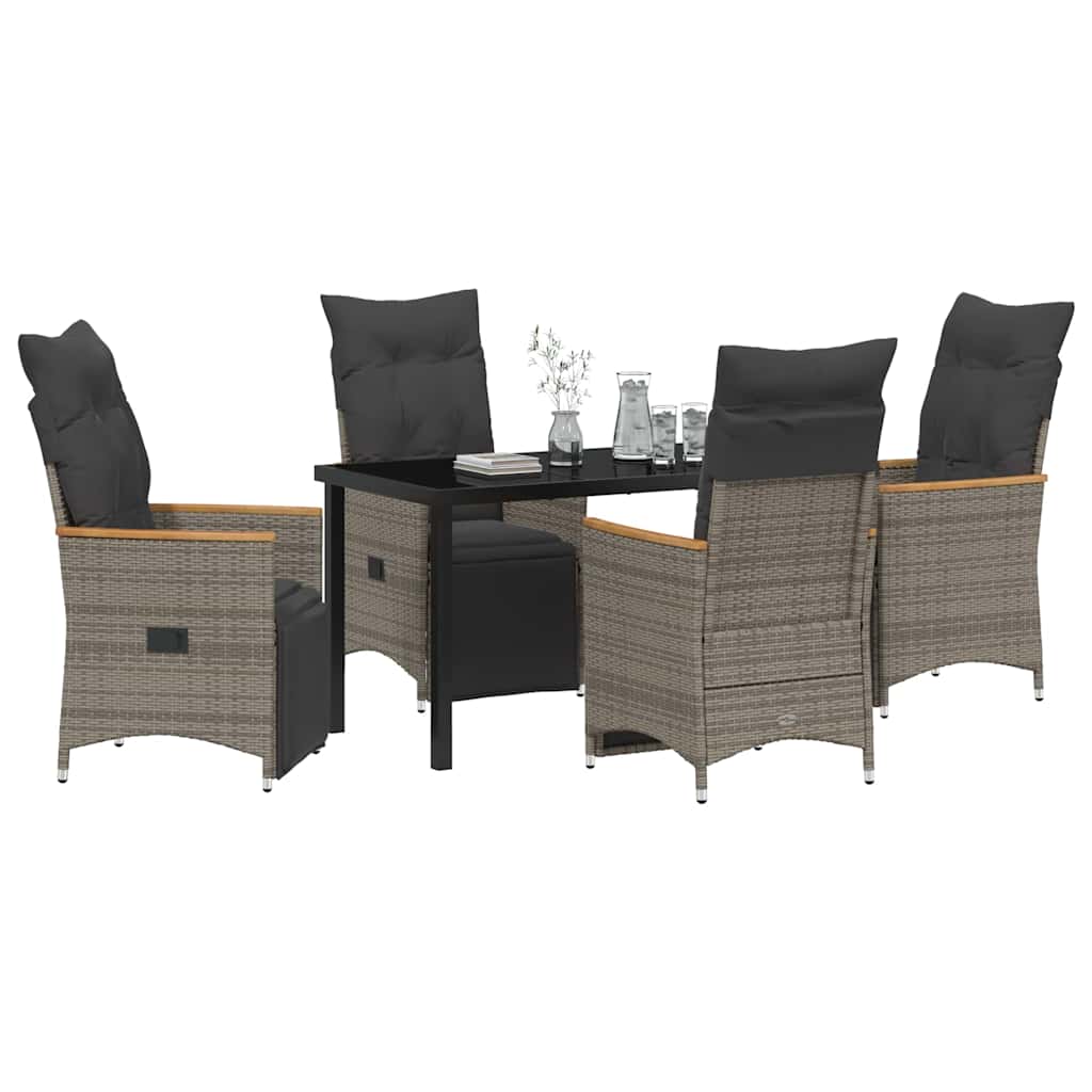 Have Spisebordssæt med pude 5 pcs Grå polyrattan