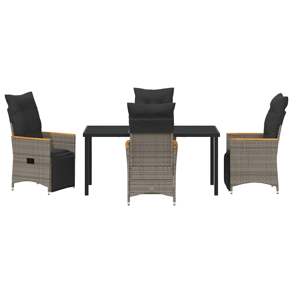 Have Spisebordssæt med pude 5 pcs Grå polyrattan