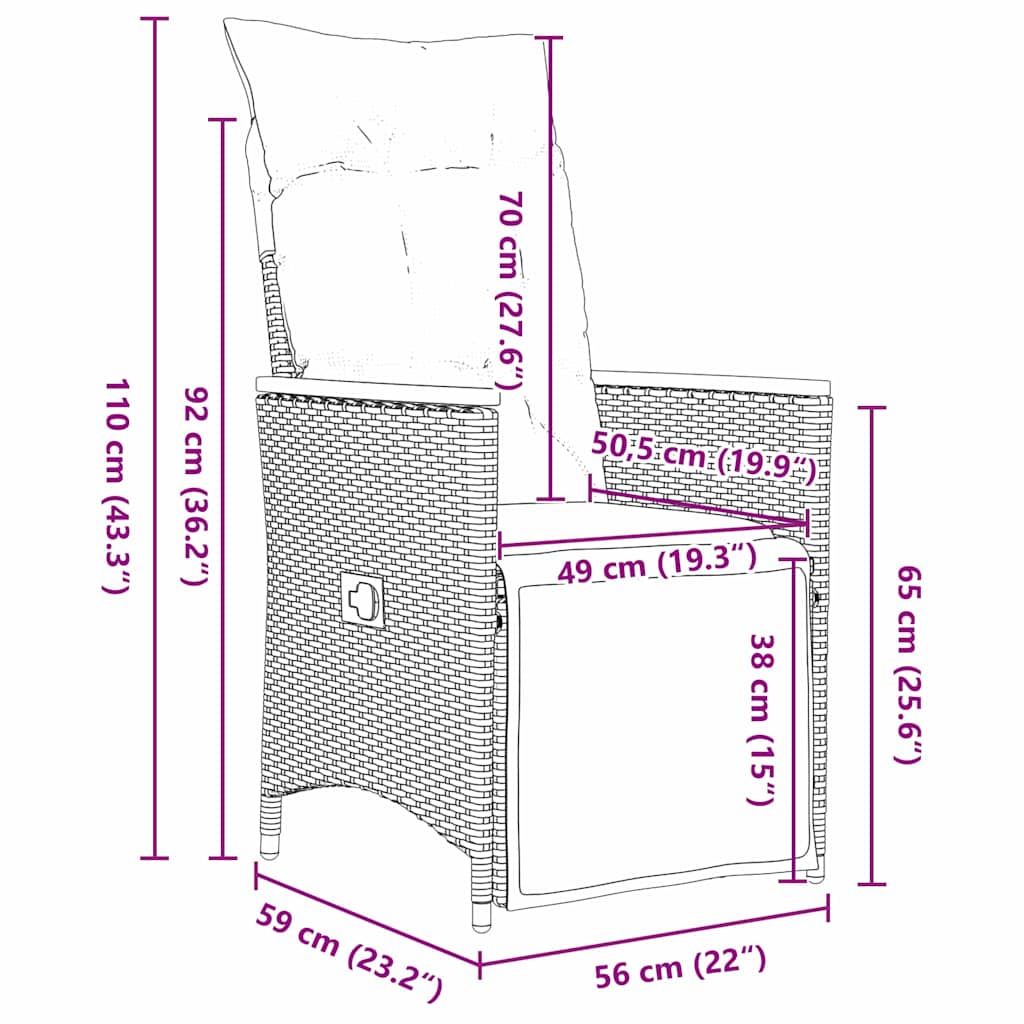 Have Spisebordssæt med pude 5 pcs Grå polyrattan