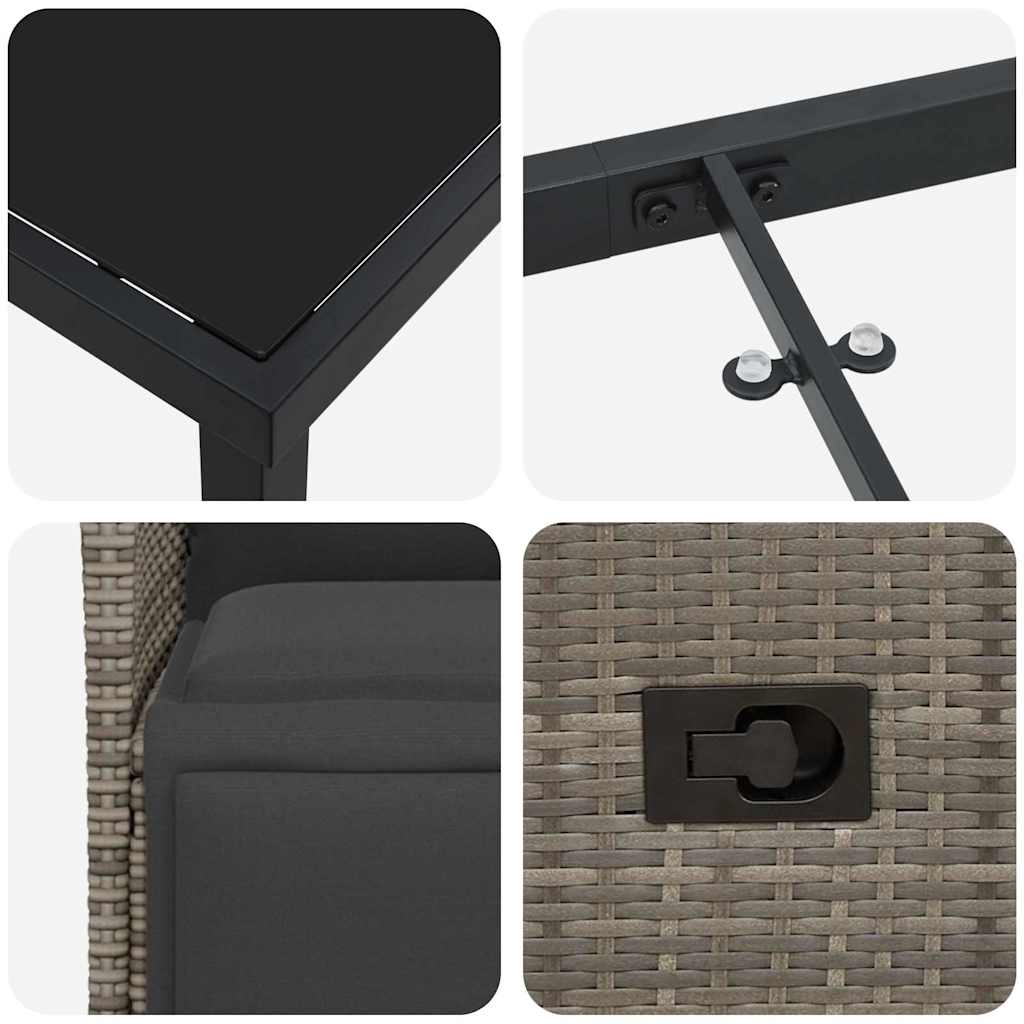 Have Spisebordssæt med pude 7 pcs Grå polyrattan