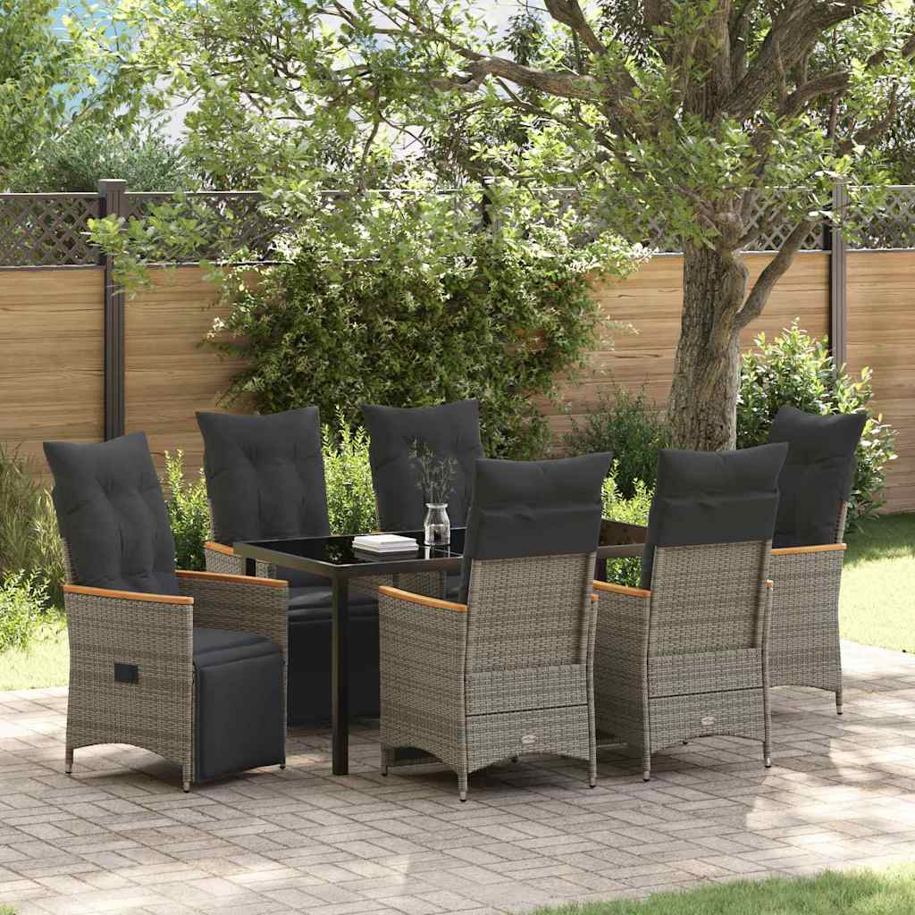 Have Spisebordssæt med pude 7 pcs Grå polyrattan