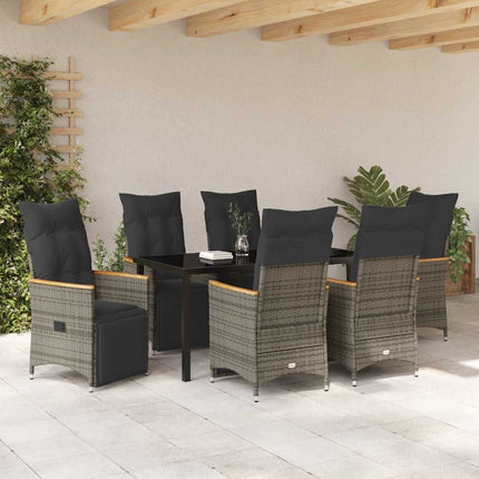 Have Spisebordssæt med pude 7 pcs Grå polyrattan