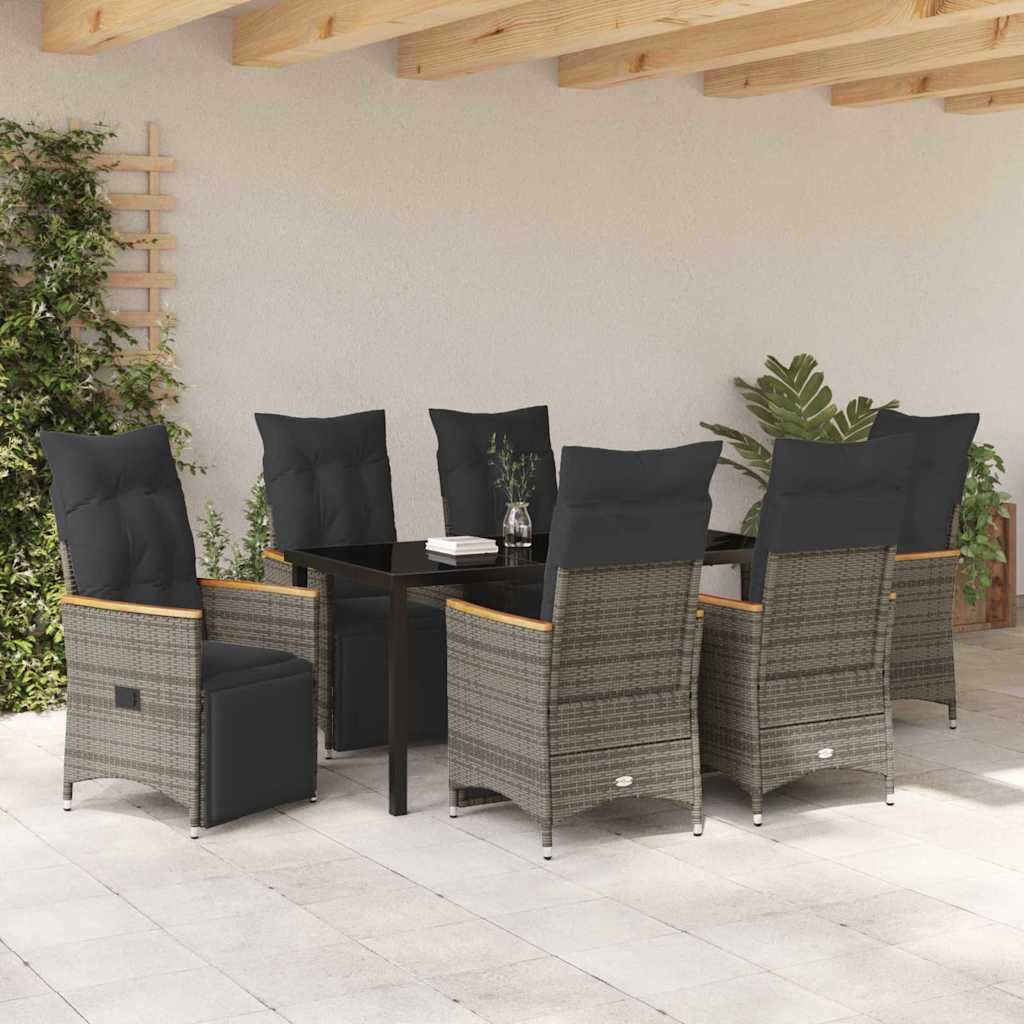 Have Spisebordssæt med pude 7 pcs Grå polyrattan
